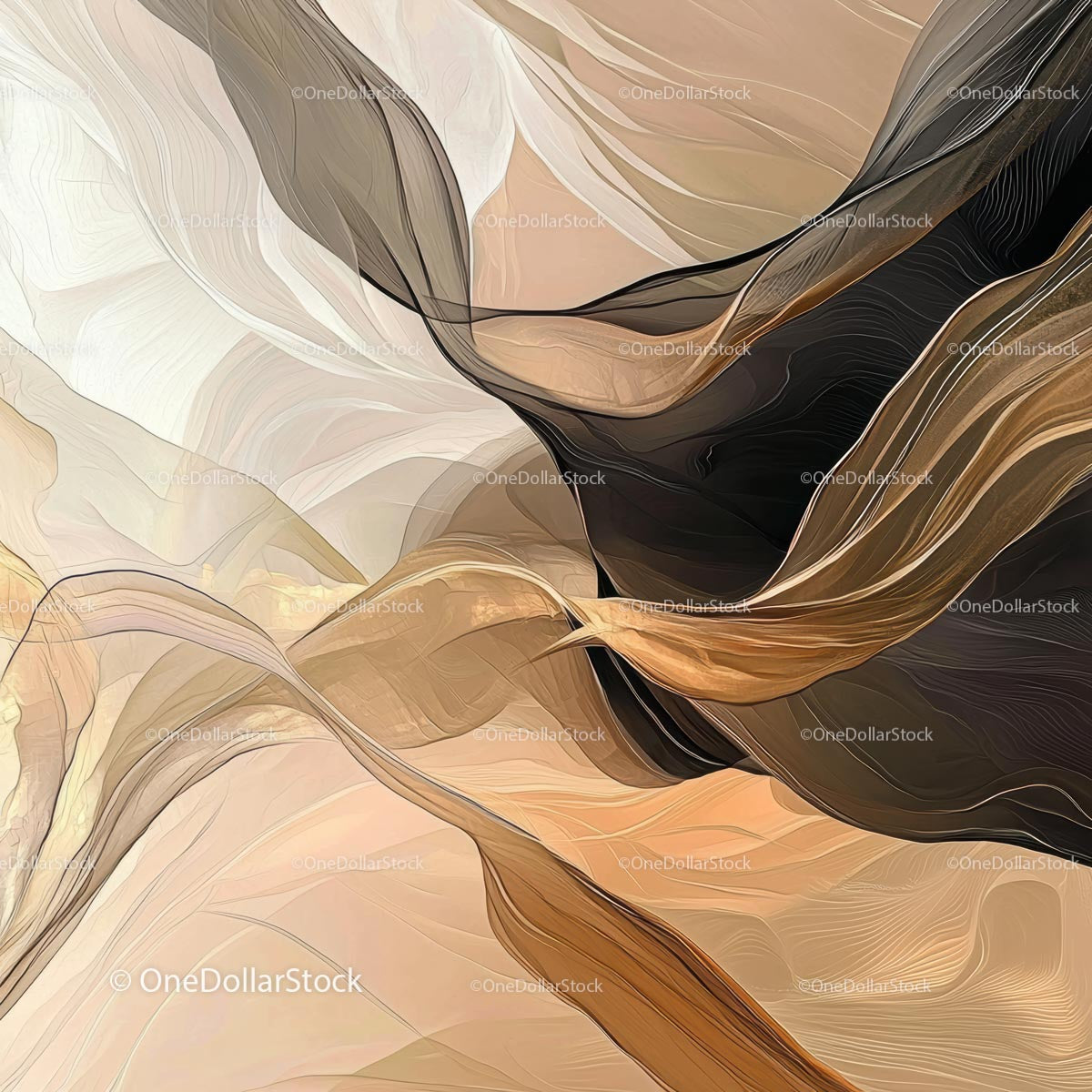 Abstract Flowing Lines in Earthy Tones