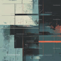Modern Geometric Abstract Art in Teal and Black Tones