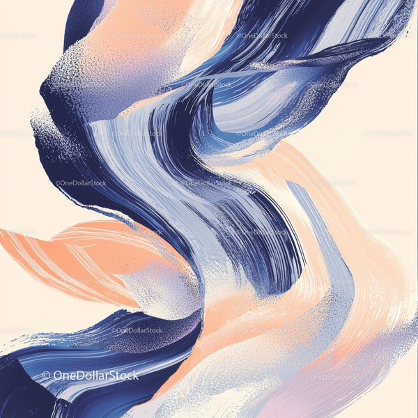 Abstract Flow with Blue and Peach Tones