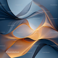 Abstract Flow in Blue and Gold Hues