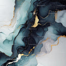 Elegant Blue and Gold Fluid Art Pattern with Marble Effect