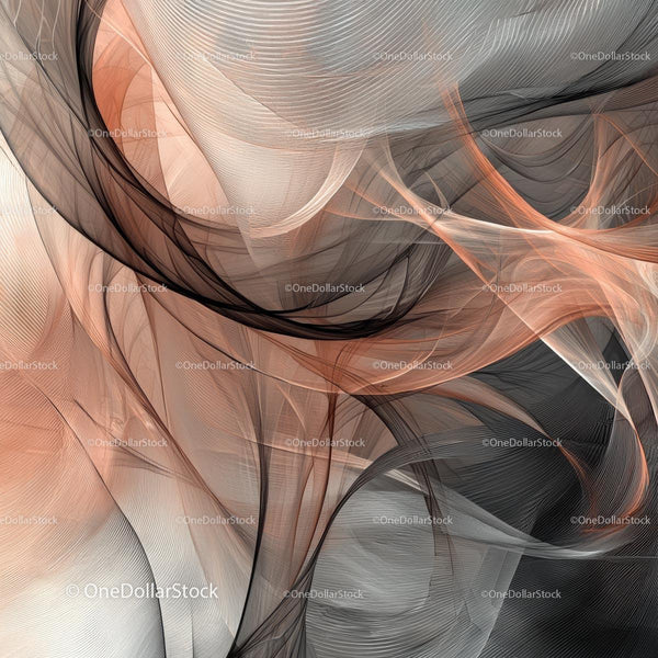 Abstract Flowing Curves with Orange Highlights