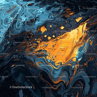 Dynamic Abstract Art with Swirling Blue and Orange Patterns