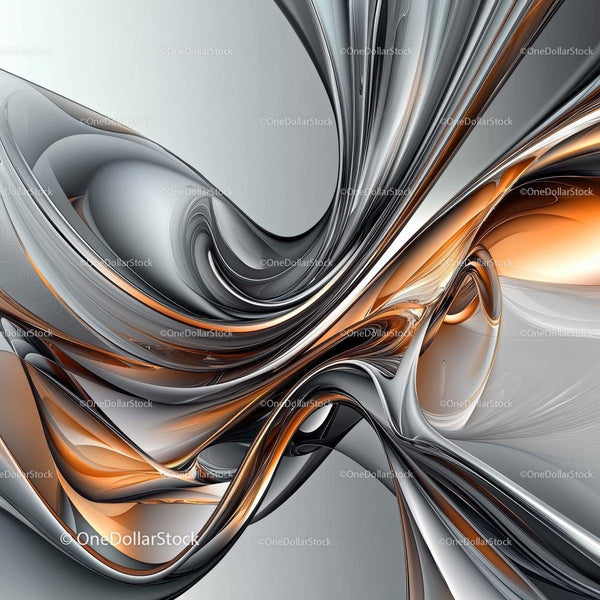 Futuristic Abstract Art with Fluid Metallic Curves