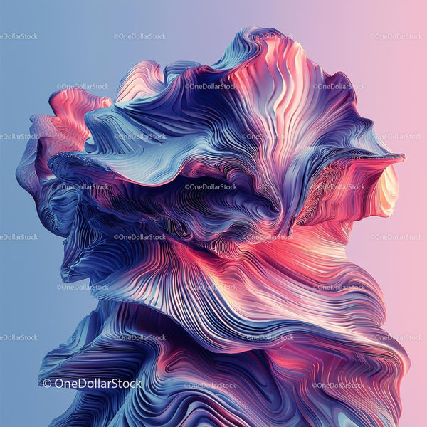 Vibrant Abstract 3D Sculpture with Flowing Lines