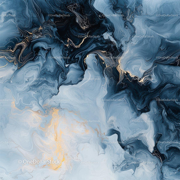 Abstract Blue and Gold Marble Texture Art