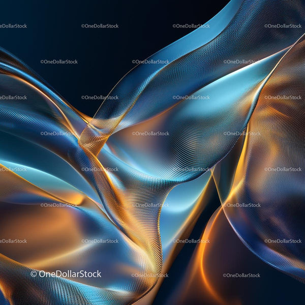 Dynamic Abstract Waves in Blue and Gold Hues