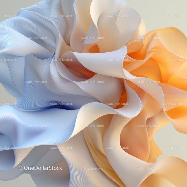 Abstract Flowing Fabric in Blue and Orange Tones