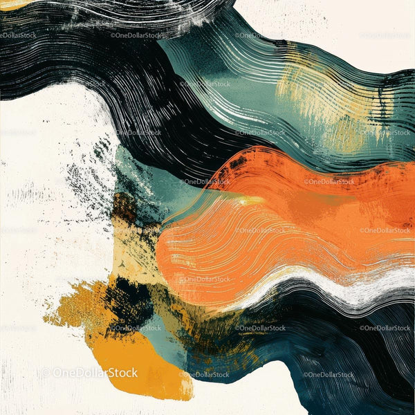 Dynamic Abstract Painting with Vibrant Colors and Waves