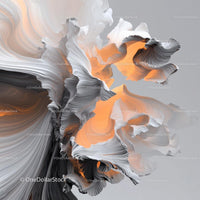 Dynamic Abstract Design with Flowing Orange and Gray Patterns