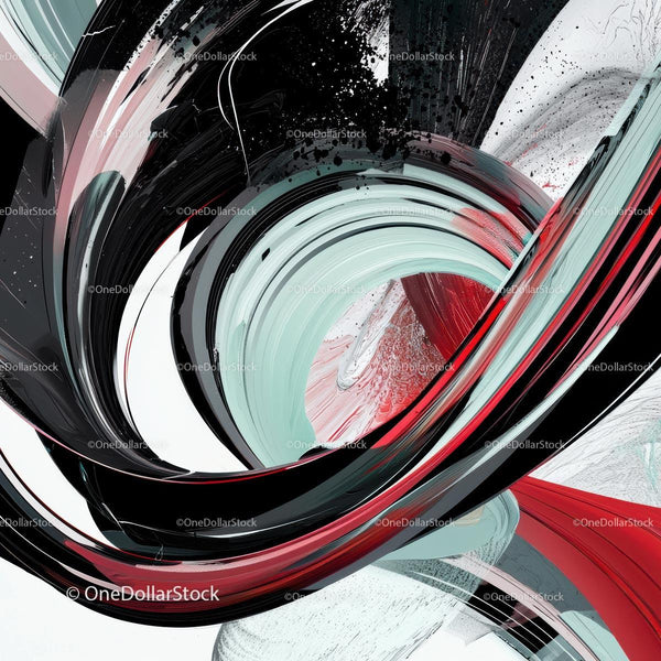 Dynamic Swirls of Red and Black in Abstract Composition