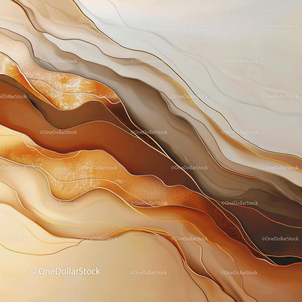 Abstract Fluid Art with Earth Tone Waves and Textures