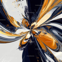 Dynamic Swirl of Orange and Blue Abstract Art