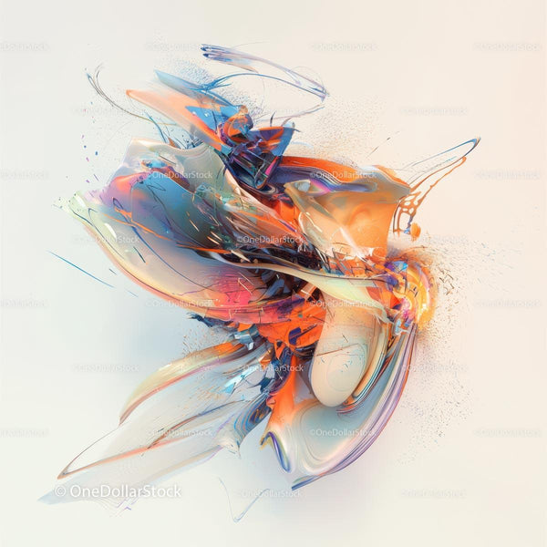 Dynamic Abstract Art with Orange and Blue Hues