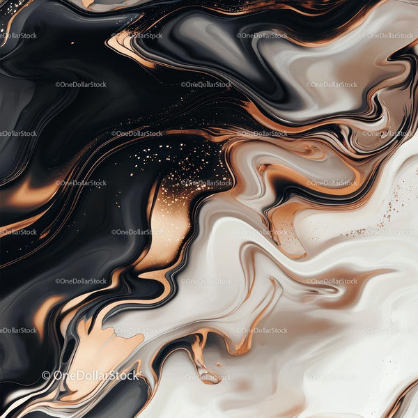 Czarna i Złota Abstrakcyjna Tekstura Marmuru z Wirującymi Wzorami