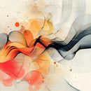 Flowing Abstract Art with Orange and Black Waves