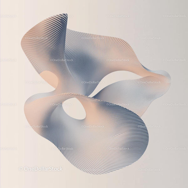 Fluid Abstract 3D Shape with Soft Curves and Waves