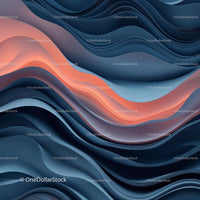 Abstract Flowing Waves in Blue and Coral Tones
