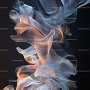 Ethereal Abstract Art with Flowing Orange and Blue Lines