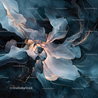 Ethereal Waves of Teal and Peach Abstract Art
