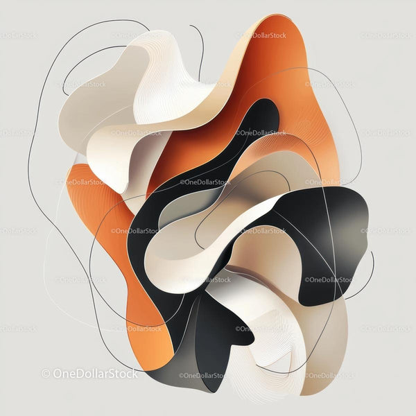 Modern Abstract Art with Orange and Black Tones