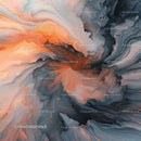 Dynamic Fluid Art with Orange and Blue Swirls