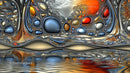 Surreal Abstract Landscape with Metallic Reflections