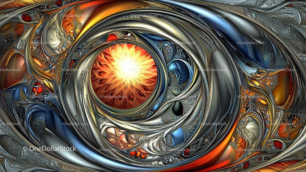 Colorful Fractal Spiral with Metallic Texture