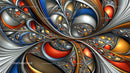 Vibrant Fractal Art Composition with Metallic Tones