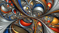 Vibrant Fractal Art Composition with Metallic Tones