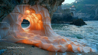 Illuminated Coastal Arch with Ocean View