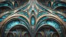 Intricate Fractal Design with Teal and Gold Patterns