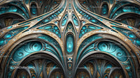 Intricate Fractal Design with Teal and Gold Patterns