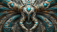 Intricate Steampunk Artwork with Blue Gem Accents