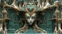 Enchanted Turquoise Sculpture in Mystical Landscape