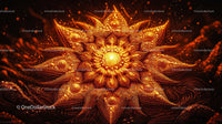 Intricate Glowing Fractal Flower in Vibrant Orange