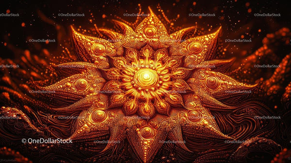 Intricate Glowing Fractal Flower in Vibrant Orange