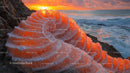 Vibrant Ocean Waves at Sunset with Stunning Reef