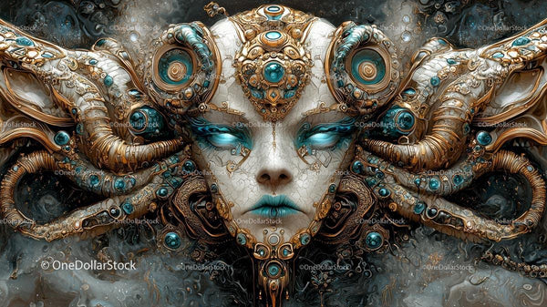 Futuristic Alien Portrait with Intricate Details