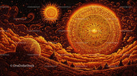 Surreal Cosmic Landscape with Intricate Celestial Patterns