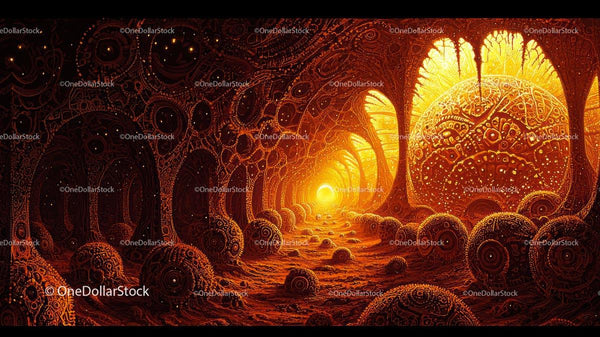 Glowing Abstract Tunnel in Futuristic Orange Hues