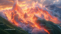Explosive Volcanic Eruption with Glowing Lava
