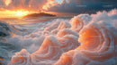 Dramatic Ocean Waves at Golden Sunset