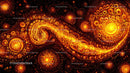 Fiery Spiral Fractal Art with Vibrant Orange Glow
