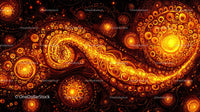 Fiery Spiral Fractal Art with Vibrant Orange Glow