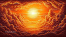 Dramatic Sunset with Fiery Clouds and Glowing Horizon