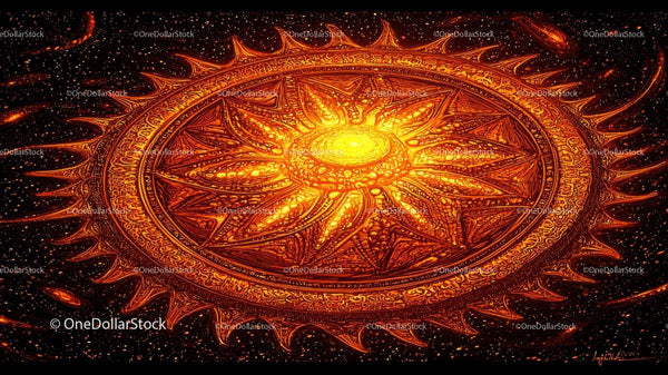 Intricate Radiant Sun Mandala with Cosmic Pattern