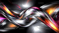 Vibrant Abstract with Metallic Swirls and Reflective Colors