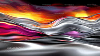 Vibrant Abstract Waves in Orange and Silver Hues