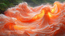 Surreal Orange Waves in a Fantasy Landscape